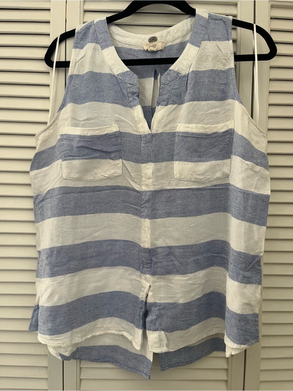 Cupio Blue & White Striped Sleeveless Button-Front Tank